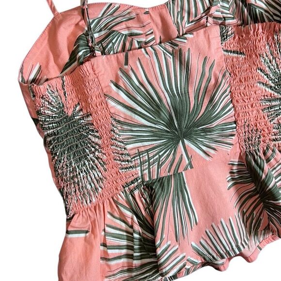A New Day Pink Palm Leaf Tank Peplum Top Size XS - Picture 6 of 11